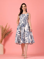 Sleeveless Floral Cotton Midi Dress