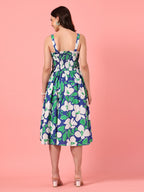 Sleeveless Smocked Casual Midi Dress