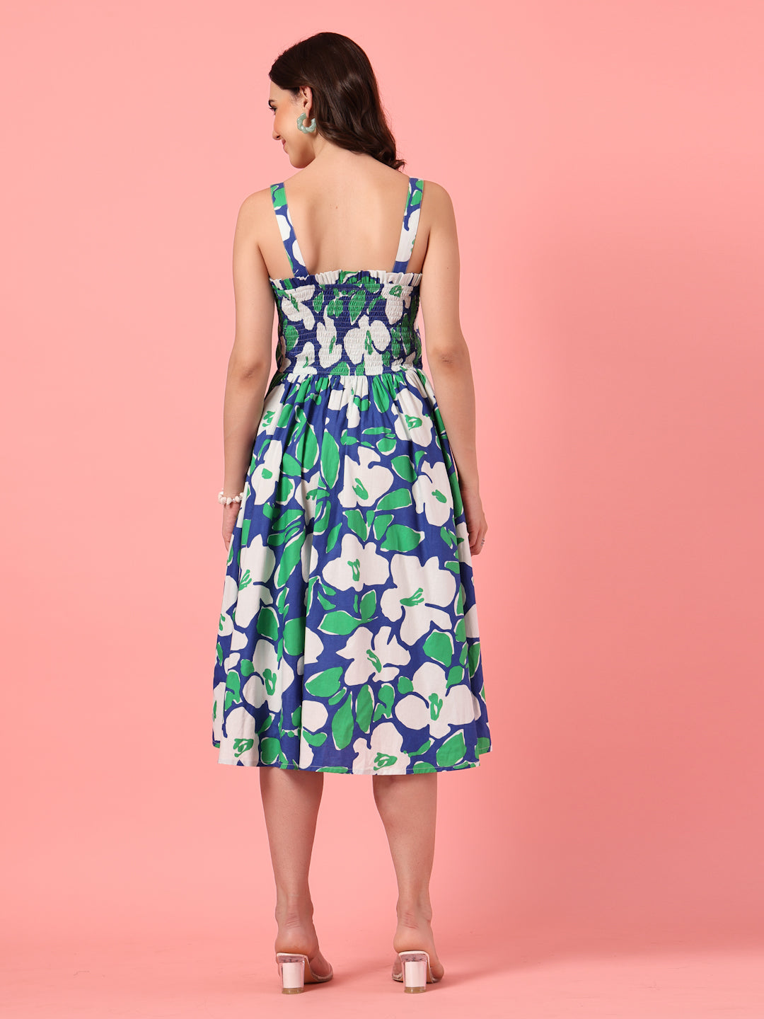 Sleeveless Smocked Casual Midi Dress