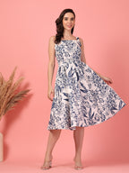 Sleeveless Floral Cotton Midi Dress