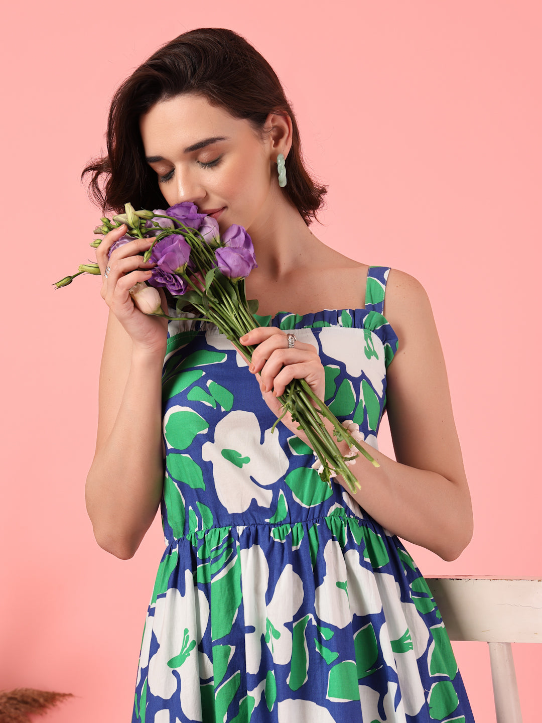 Sleeveless Smocked Casual Midi Dress