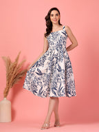 Sleeveless Floral Cotton Midi Dress