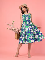 Sleeveless Smocked Casual Midi Dress