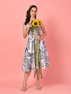 Sleeveless Floral Cotton Midi Dress