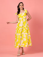 Yellow Smocked Floral Maxi Dress