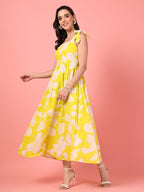 Yellow Smocked Floral Maxi Dress