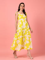 Yellow Smocked Floral Maxi Dress