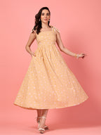 Gingham Print Butterfly Maxi Dress