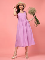 Lilac Schiffli Embroidered Maxi Dress