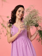 Lilac Schiffli Embroidered Maxi Dress
