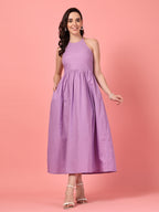 Lilac Halter Neck Cotton Dress