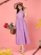 Lilac Halter Neck Cotton Dress