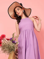 Lilac Halter Neck Cotton Dress