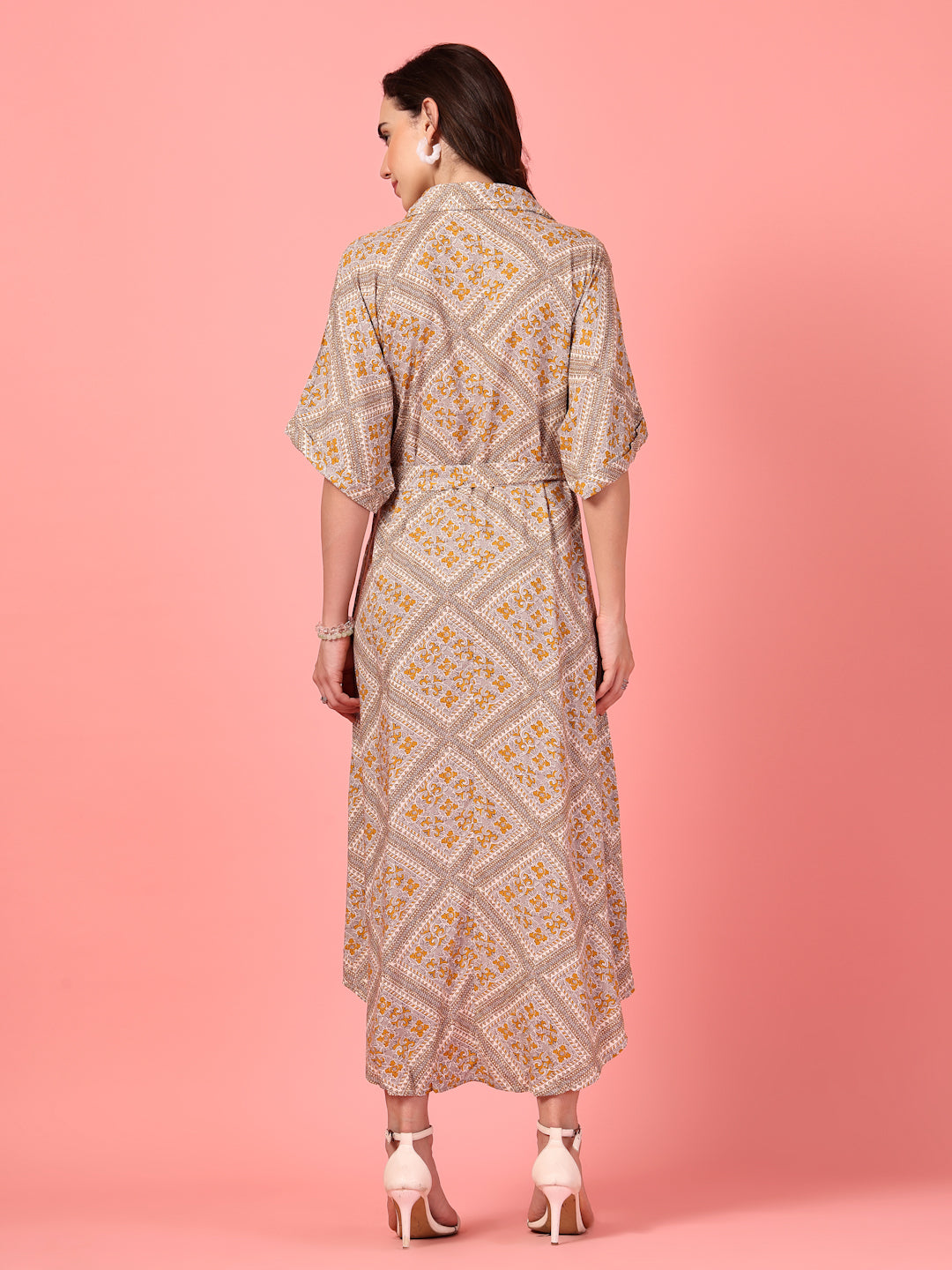 Belted Printed Shirt Dress