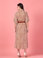 Belted Mocha Shirt Style Dress