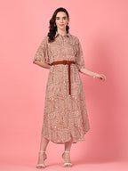 Belted Mocha Shirt Style Dress