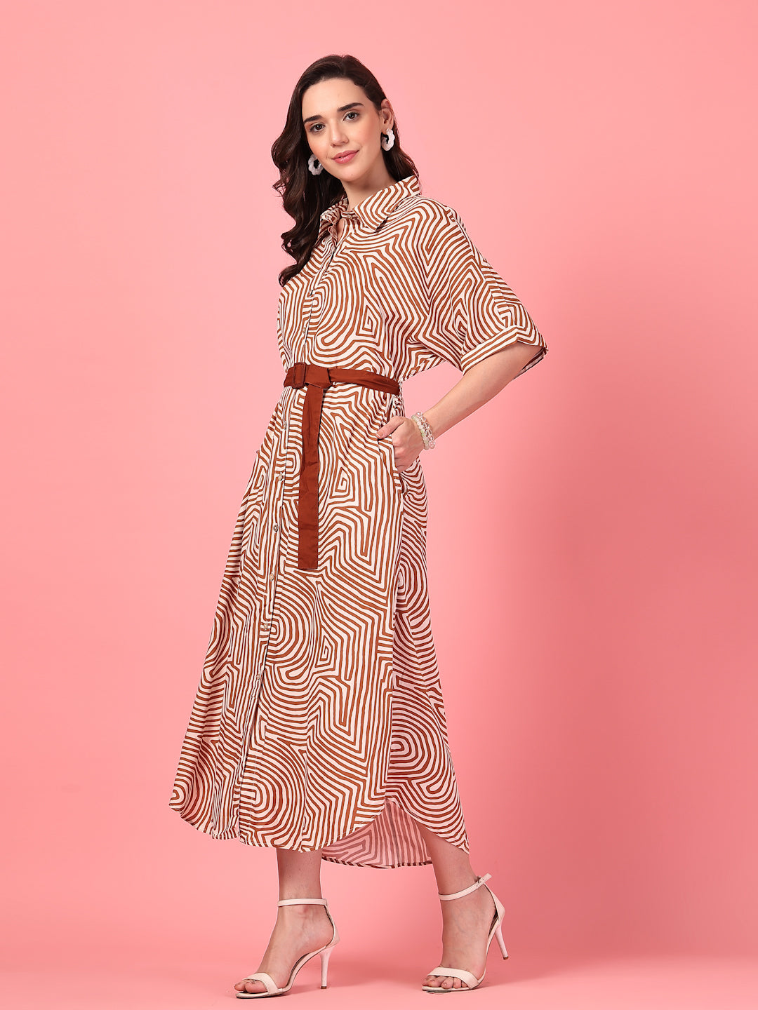Belted Printed Shirt Dress