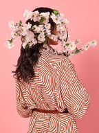 Belted Mocha Shirt Style Dress