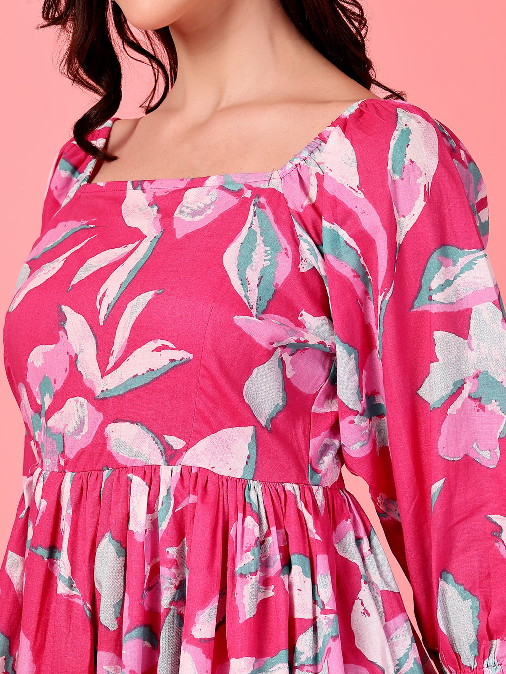 Floral Printed Smocked Midi Dress