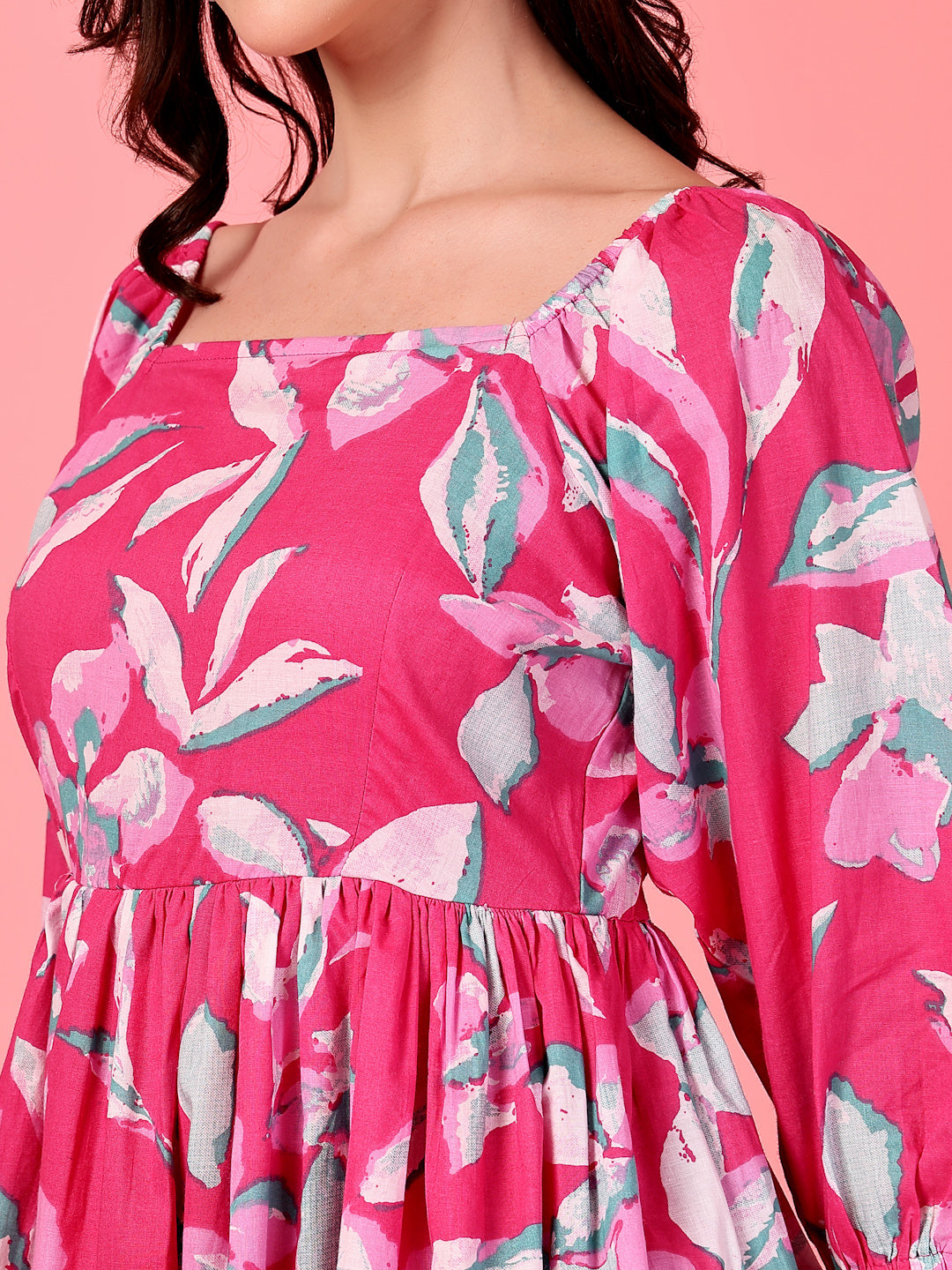 Floral Printed Smocked Midi Dress