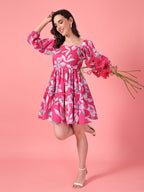 Floral Printed Smocked Midi Dress