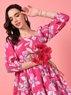 Floral Printed Smocked Midi Dress