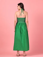 Green Halter Neck Cotton Dress