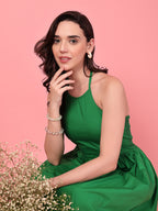 Green Halter Neck Cotton Dress