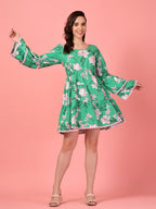 Emerald Green Floral Tier Dress