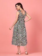 Sleeveless Yellow Animal Print Dress