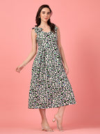 Sleeveless Yellow Animal Print Dress