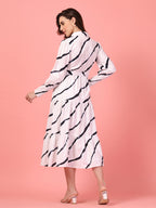 White Tie-Dye Tiered Dress