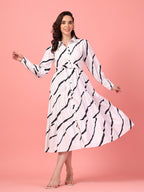 White Tie-Dye Tiered Dress