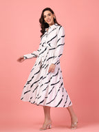 White Tie-Dye Tiered Dress