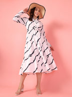 White Tie-Dye Tiered Dress