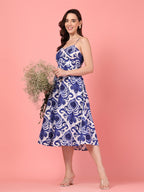 Abstract Print Backless Midi Dress