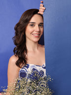 Abstract Print Backless Midi Dress