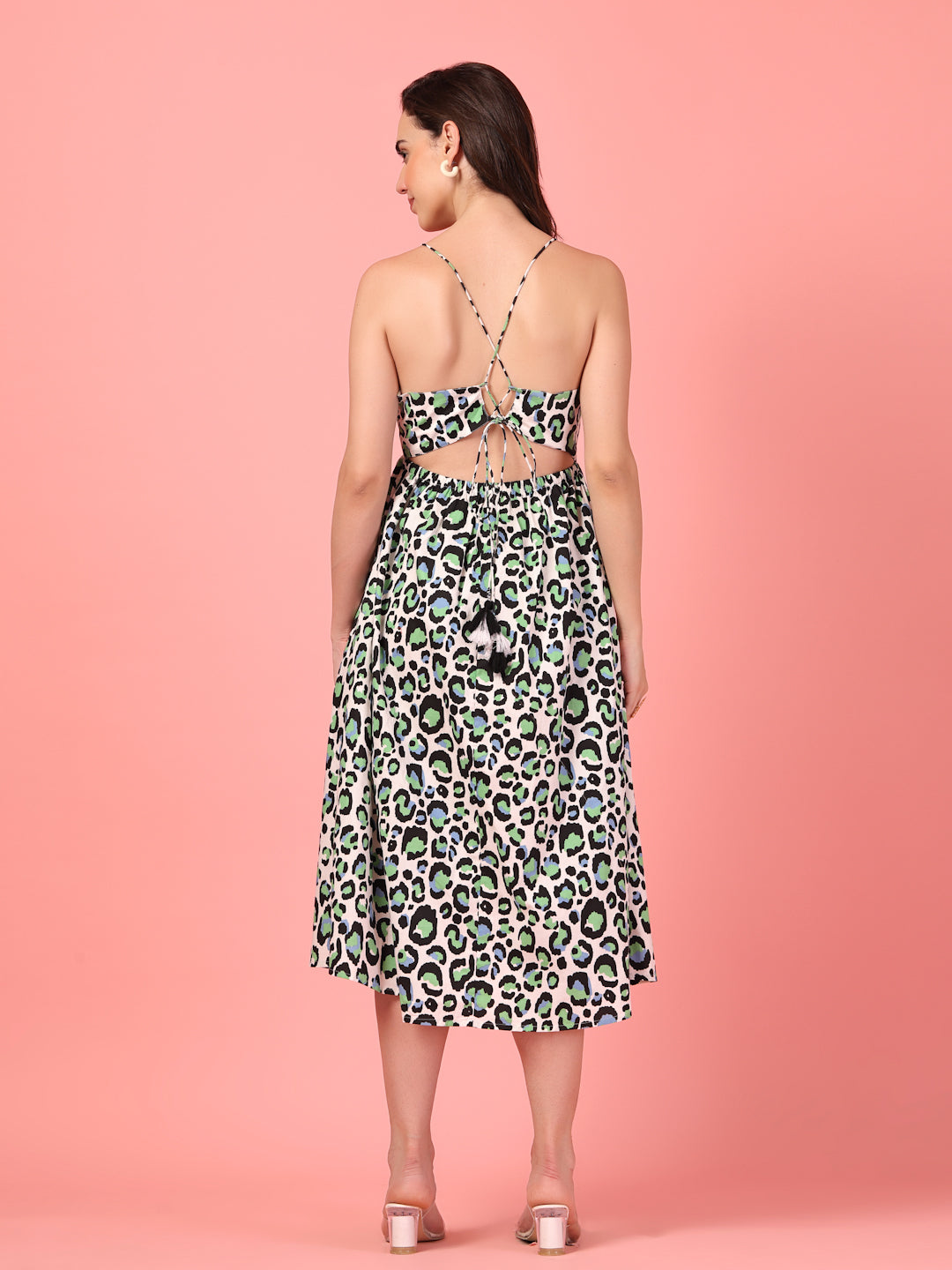 Animal Print A-Line Midi Dress