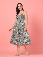 Animal Print A-Line Midi Dress