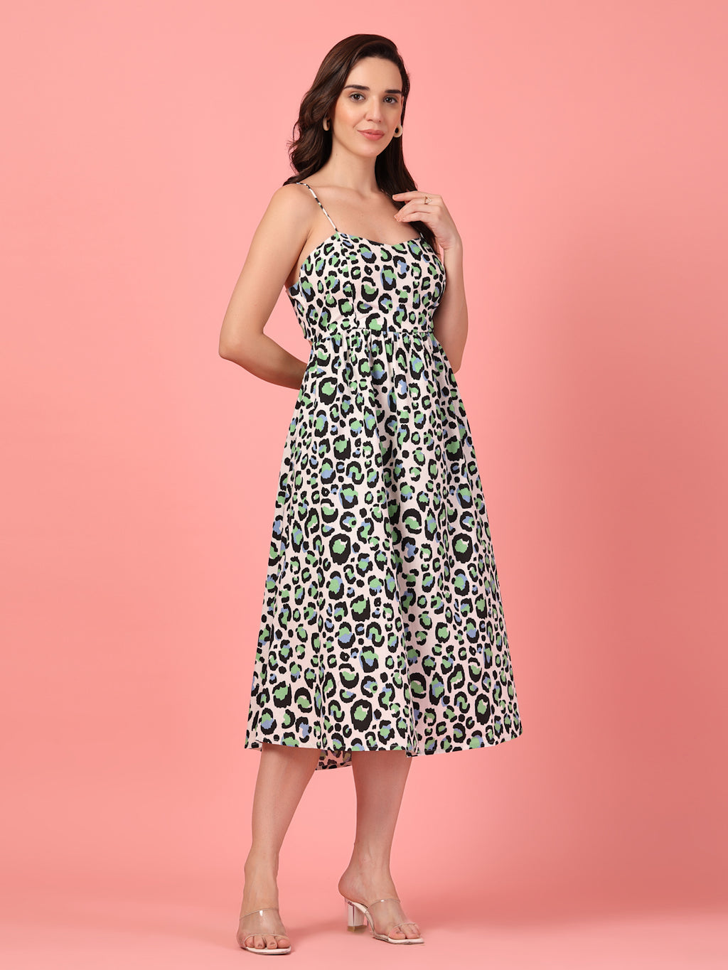 Animal Print A-Line Midi Dress