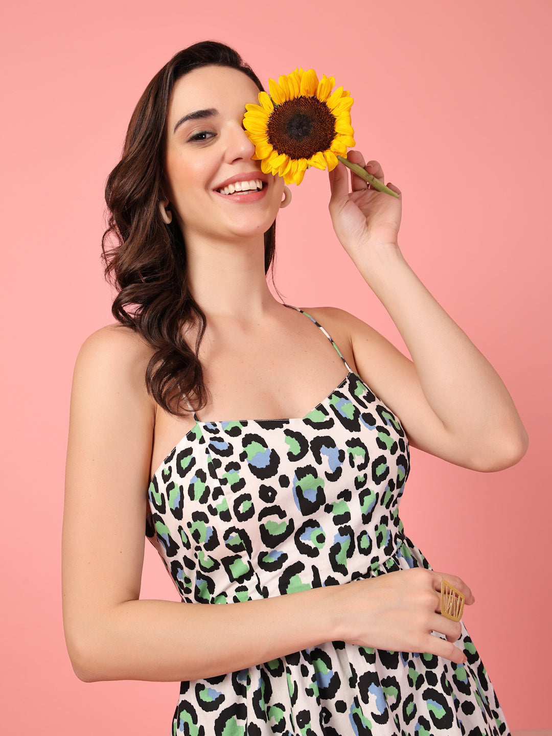 Animal Print A-Line Midi Dress