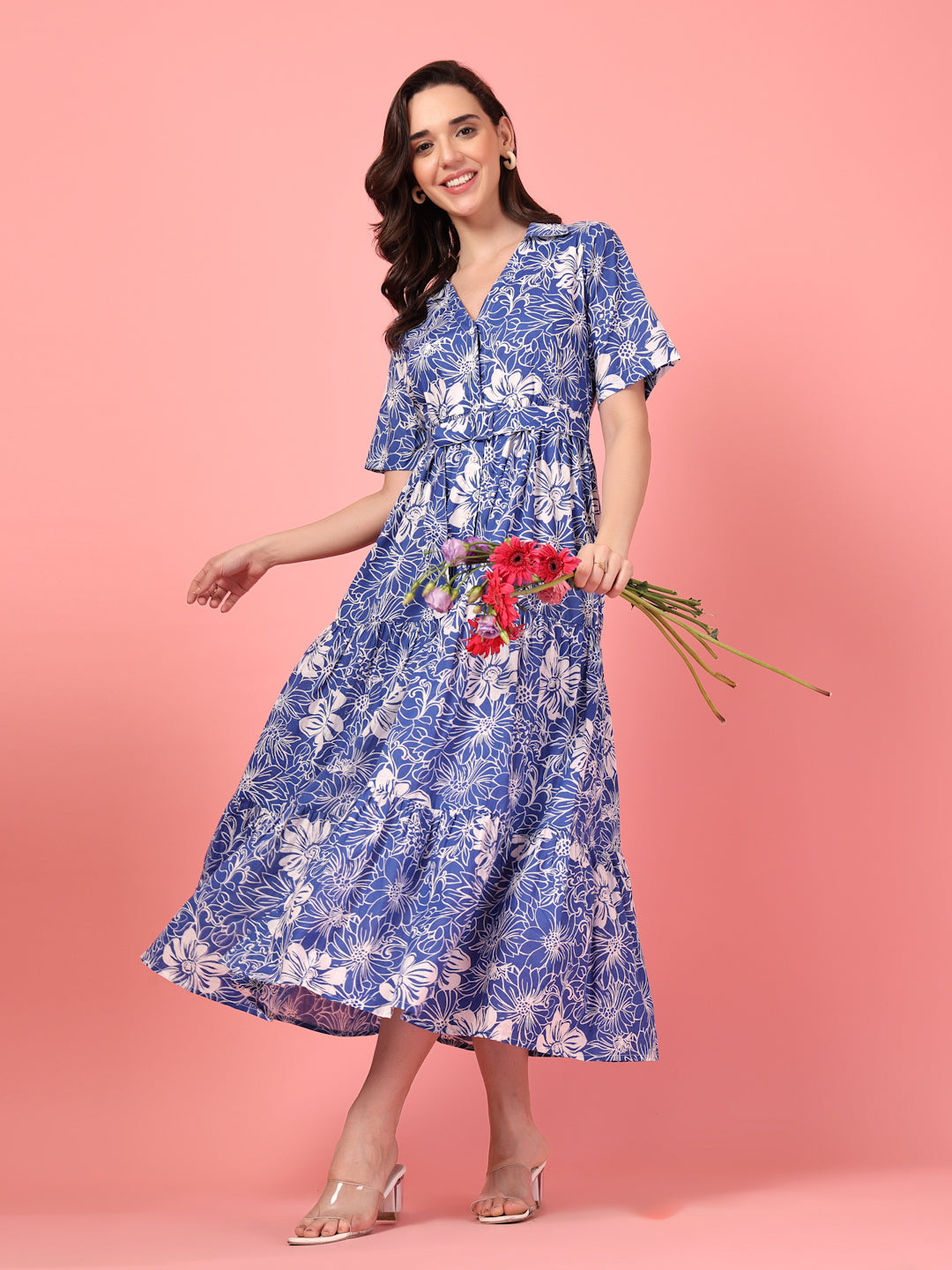 Allover Floral Cotton Maxi Dress