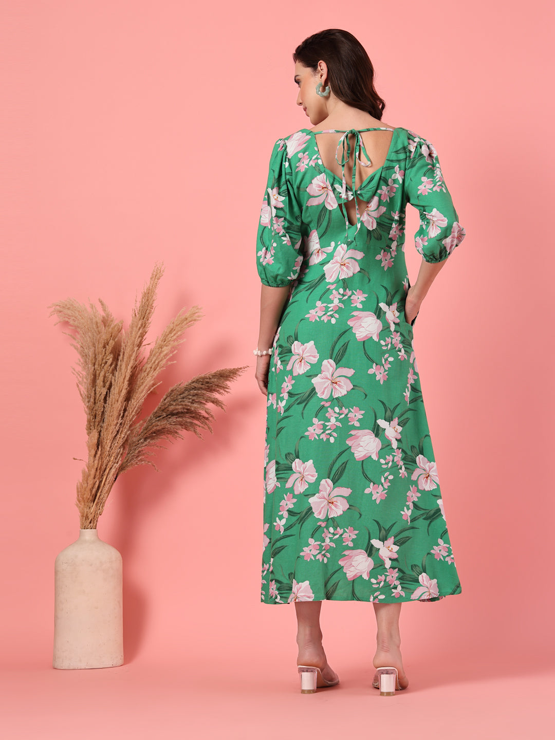 Floral Buttoned Midi Dress