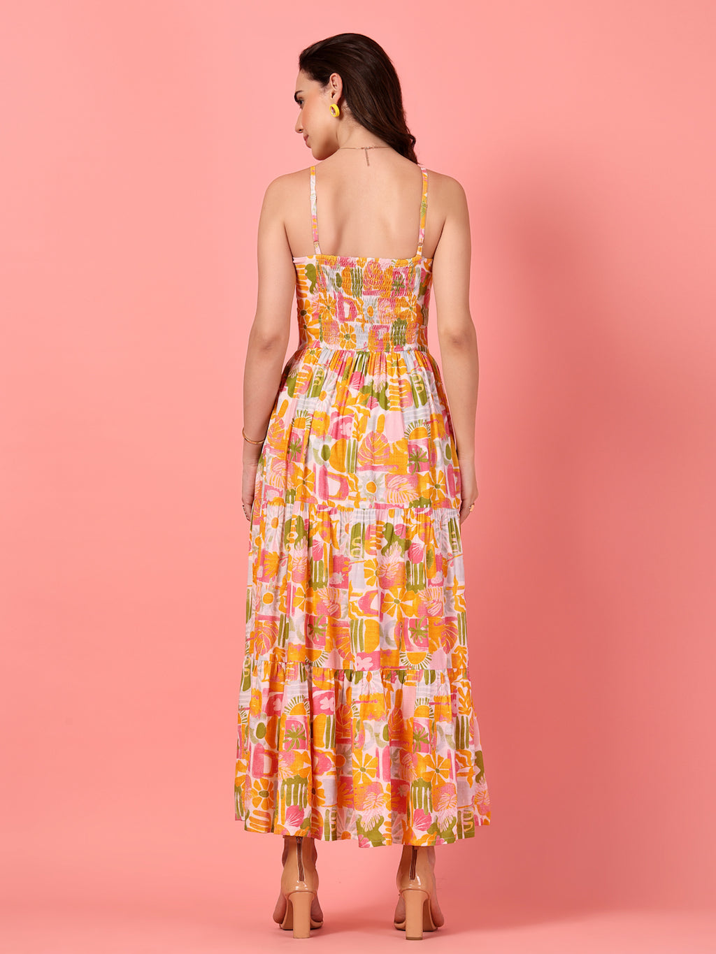 Bohemian Smocked Tiered Maxi Dress