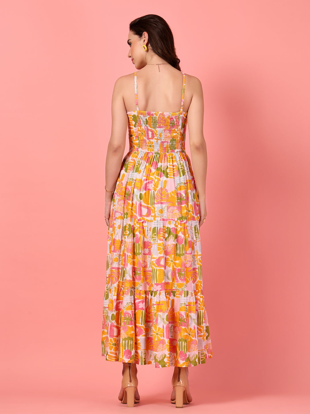 Bohemian Smocked Tiered Maxi Dress