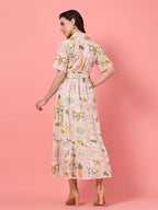 Printed Cotton Tropical Maxi Dress