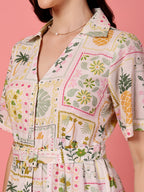 Printed Cotton Tropical Maxi Dress