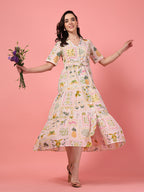 Printed Cotton Tropical Maxi Dress