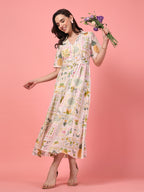 Printed Cotton Tropical Maxi Dress