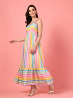 Multicolor Tiered Shoulder Strap Dress